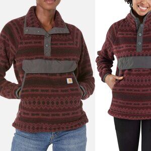 Carhartt Aztec Fleece Pullover ¼ Snap Relaxed Fit Red Medium